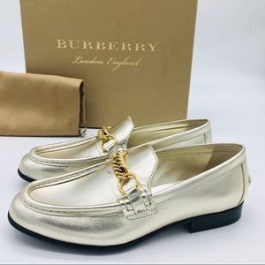 Burberry Solway Light Gold Leather Bit Loafers